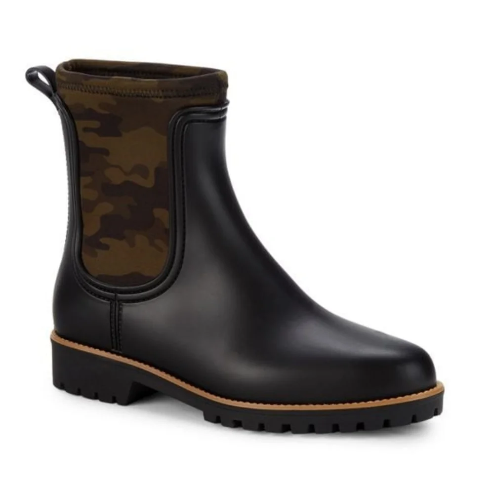Bernardo Zora Black Camo-Print Graphic Women's Rain Boots Size 9